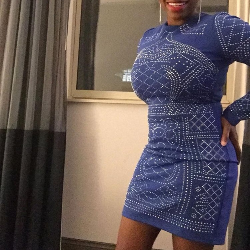 Royal blue sequins dress
